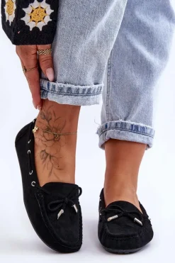 Damskie Zamszowe Mokasyny Czarne Si Passione