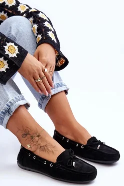 Damskie Zamszowe Mokasyny Czarne Si Passione