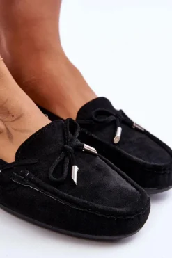 Damskie Zamszowe Mokasyny Czarne Si Passione