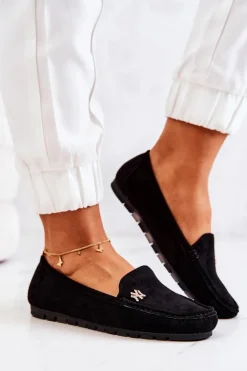 Damskie Zamszowe Mokasyny Czarne Madelyn