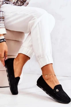 Damskie Zamszowe Mokasyny Czarne Madelyn