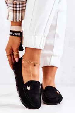 Damskie Zamszowe Mokasyny Czarne Madelyn