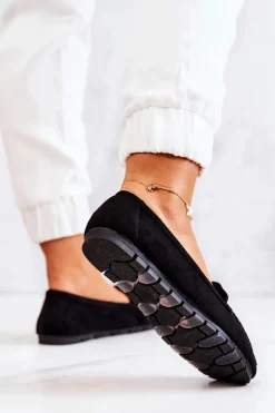 Damskie Zamszowe Mokasyny Czarne Madelyn