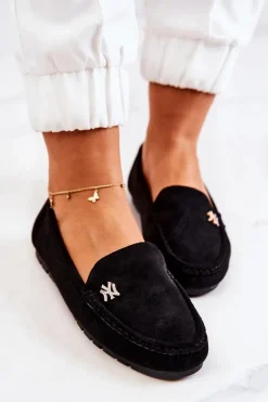 Damskie Zamszowe Mokasyny Czarne Madelyn