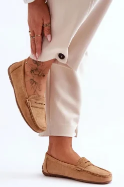 Damskie Zamszowe Mokasyny Camel Lenvie
