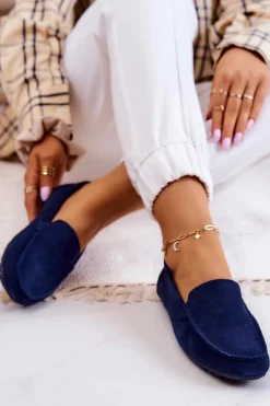 Damskie Zamszowe Mokasyny Big Star JJ274659 Granatowe