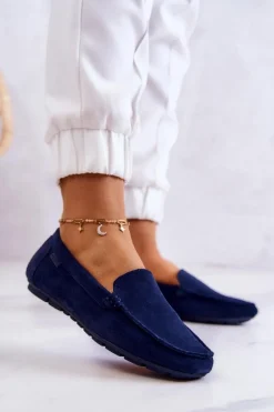 Damskie Zamszowe Mokasyny Big Star JJ274659 Granatowe