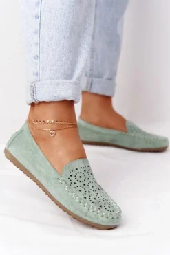 Damskie Zamszowe Mokasyny Zielone Molly