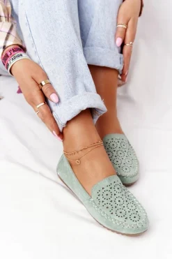 Damskie Zamszowe Mokasyny Zielone Molly