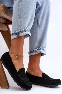 Damskie Zamszowe Mokasyny Czarne Molly