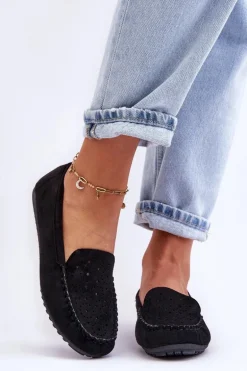 Damskie Zamszowe Mokasyny Czarne Molly