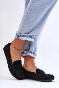 Damskie Zamszowe Mokasyny Czarne Molly