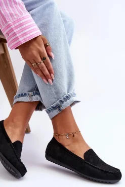 Damskie Zamszowe Mokasyny Czarne Molly