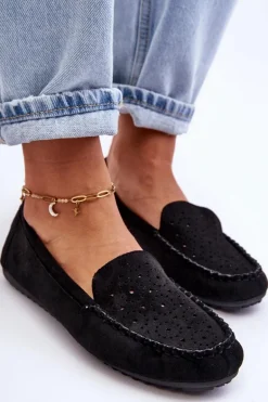 Damskie Zamszowe Mokasyny Czarne Molly