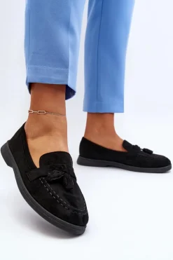 Damskie Zamszowe Mokasyny Czarne Dansitu