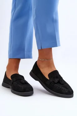 Damskie Zamszowe Mokasyny Czarne Dansitu