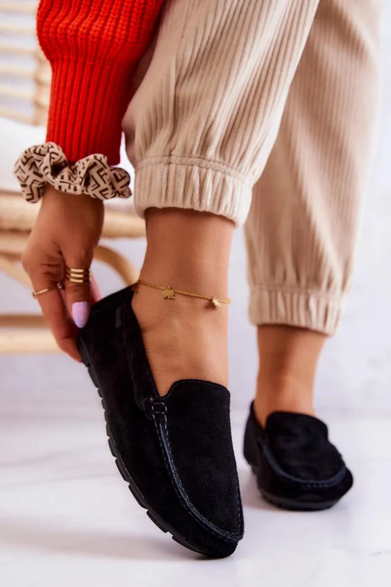 Damskie Zamszowe Mokasyny Big Star JJ274654 Czarne