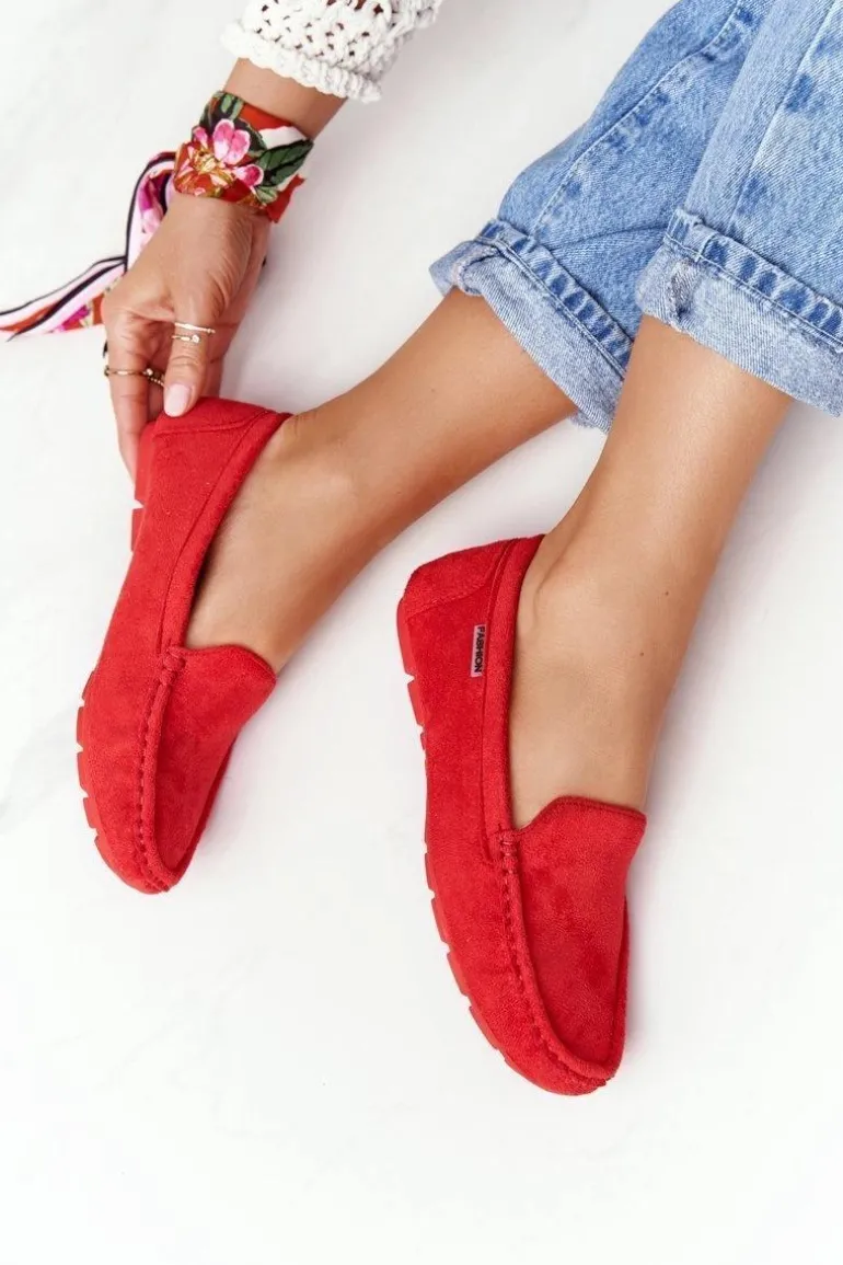 Damskie Zamszowe Mokasyny Czerwone San Marino