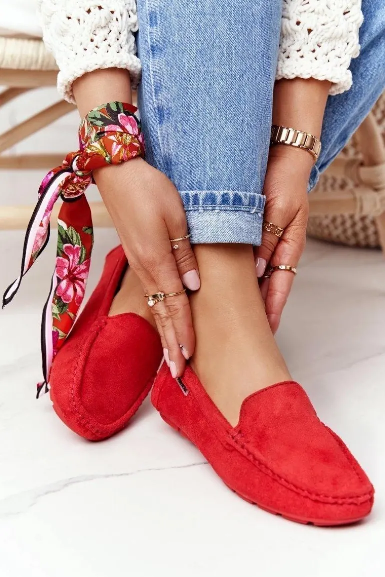 Damskie Zamszowe Mokasyny Czerwone San Marino