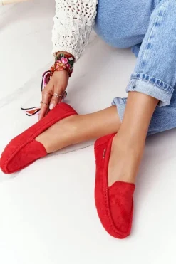 Damskie Zamszowe Mokasyny Czerwone San Marino