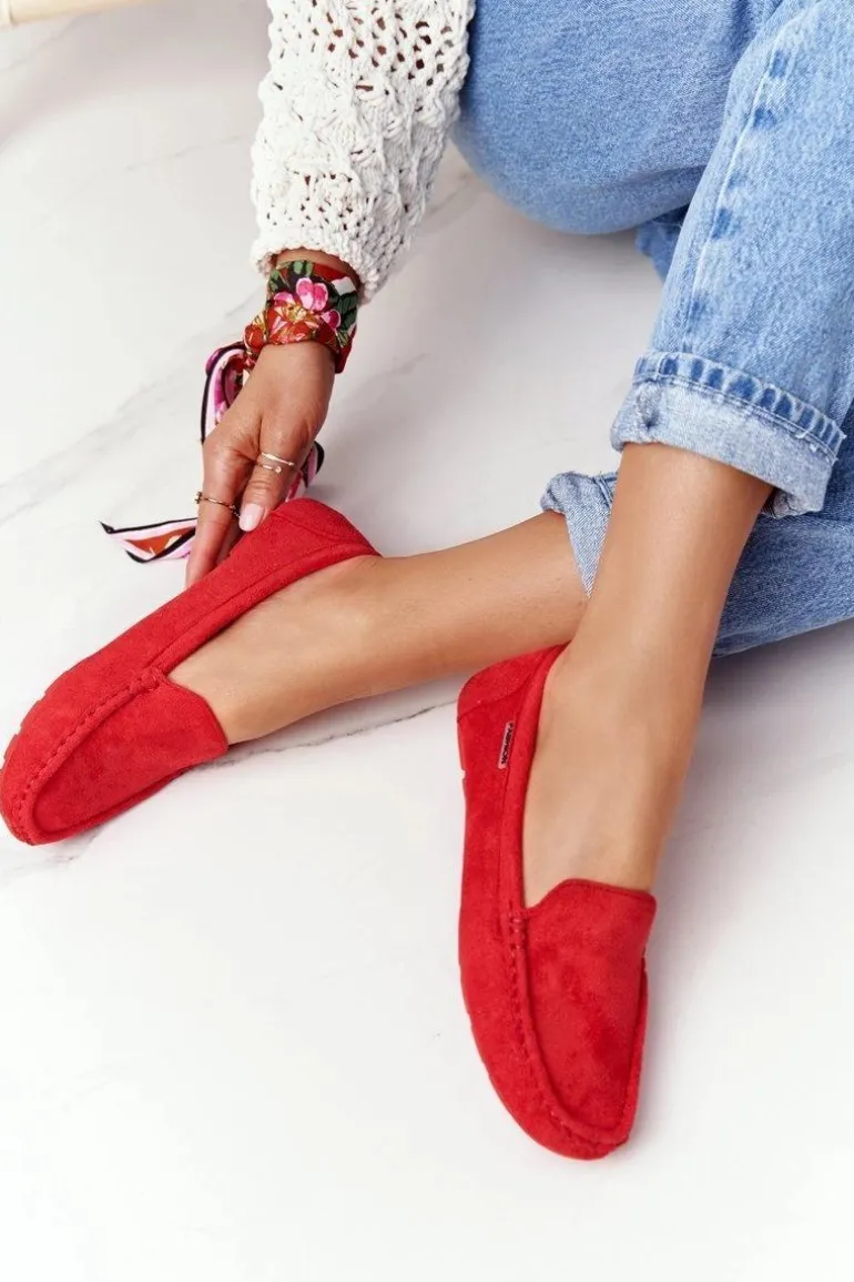 Damskie Zamszowe Mokasyny Czerwone San Marino