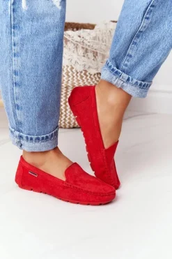 Damskie Zamszowe Mokasyny Czerwone San Marino