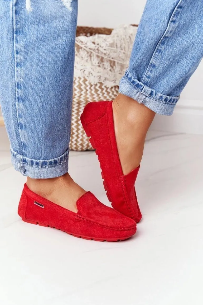 Damskie Zamszowe Mokasyny Czerwone San Marino