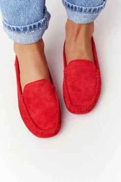 Damskie Zamszowe Mokasyny Czerwone San Marino
