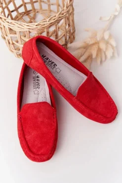 Damskie Zamszowe Mokasyny Czerwone San Marino