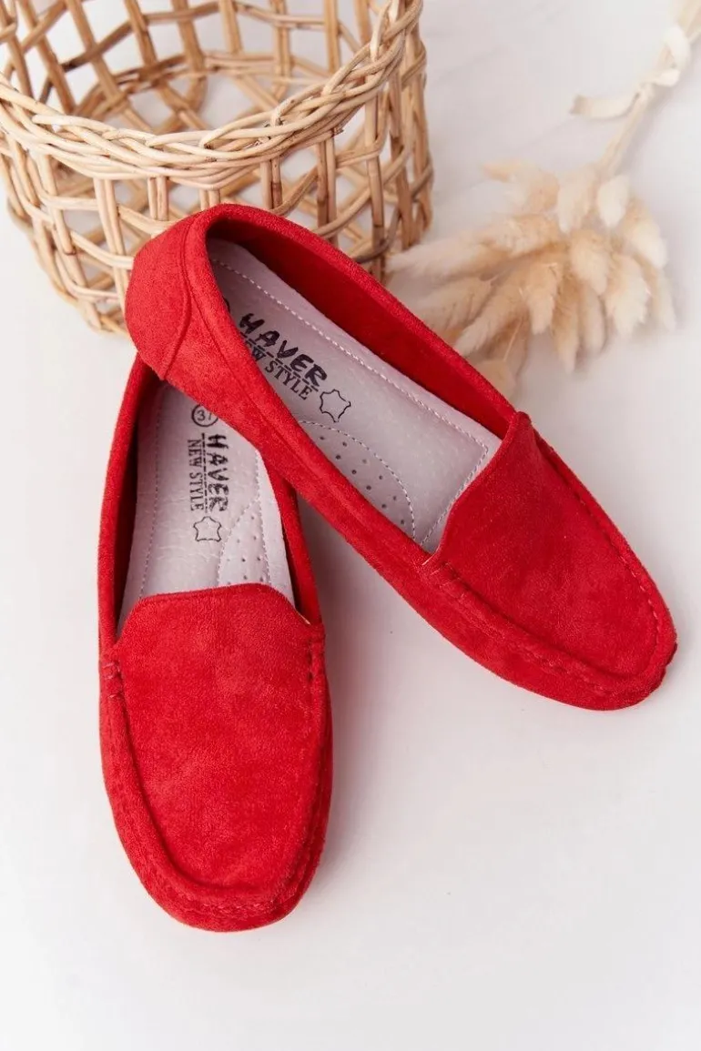 Damskie Zamszowe Mokasyny Czerwone San Marino