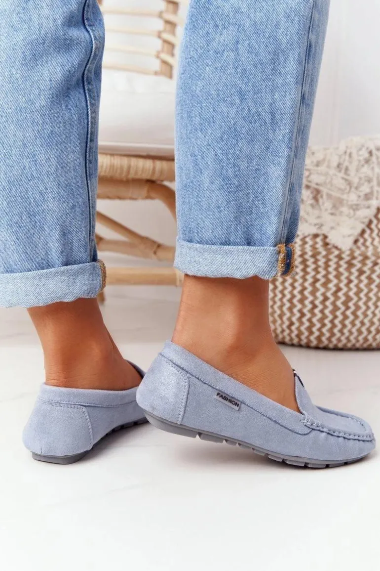 Damskie Zamszowe Mokasyny Niebieskie San Marino