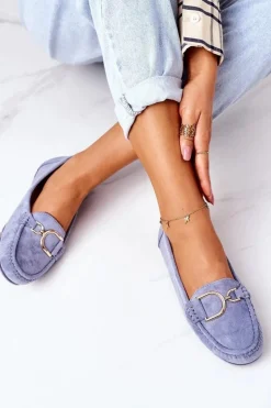 Damskie Zamszowe Mokasyny Niebieskie Downtown