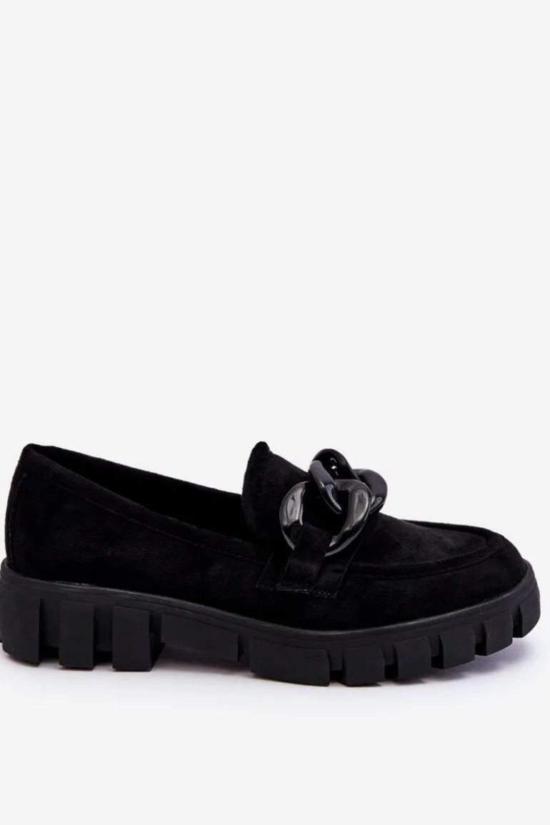 Damskie Zamszowe Mokasyny Na Platformie Czarne Bennett