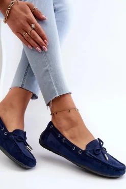 Damskie Zamszowe Mokasyny Granatowe Si Passione