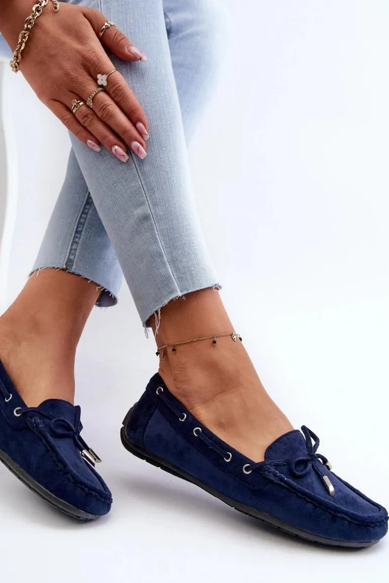 Damskie Zamszowe Mokasyny Granatowe Si Passione