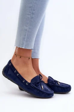 Damskie Zamszowe Mokasyny Granatowe Si Passione