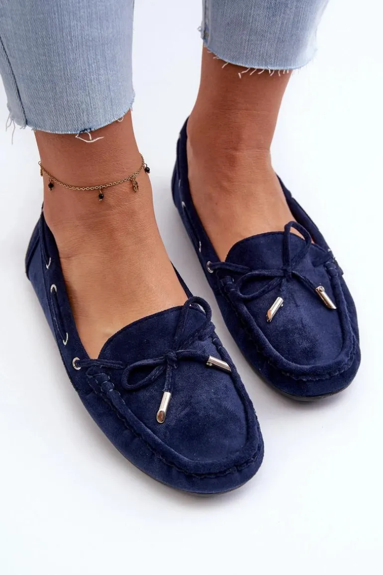 Damskie Zamszowe Mokasyny Granatowe Si Passione