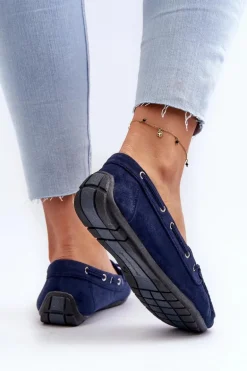 Damskie Zamszowe Mokasyny Granatowe Si Passione