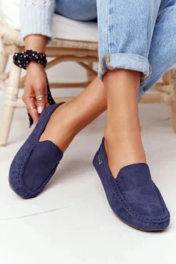 Damskie Zamszowe Mokasyny Granatowe San Marino