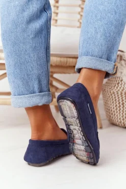 Damskie Zamszowe Mokasyny Granatowe San Marino