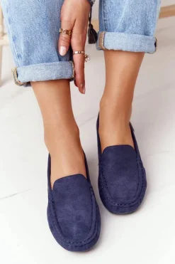 Damskie Zamszowe Mokasyny Granatowe San Marino
