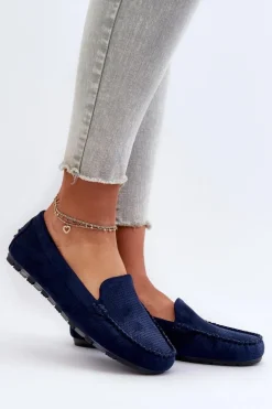 Damskie Zamszowe Mokasyny Granatowe Ranica