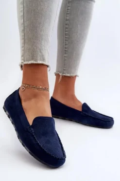 Damskie Zamszowe Mokasyny Granatowe Ranica