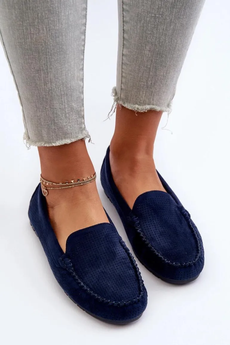 Damskie Zamszowe Mokasyny Granatowe Ranica