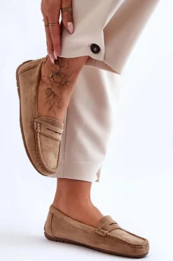 Damskie Zamszowe Mokasyny Brązowe Lenvie