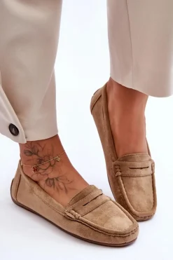 Damskie Zamszowe Mokasyny Brązowe Lenvie