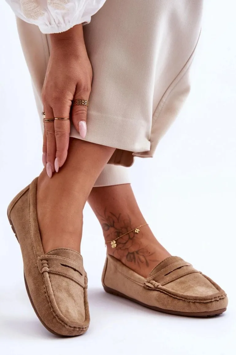 Damskie Zamszowe Mokasyny Brązowe Lenvie