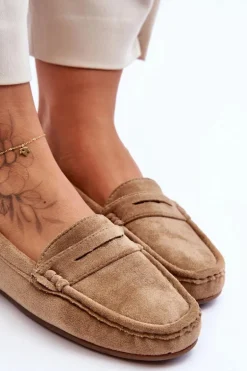 Damskie Zamszowe Mokasyny Brązowe Lenvie