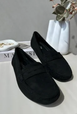 Damskie Zamszowe Mokasyny Czarne Lenvie