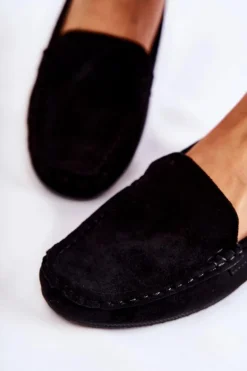 Damskie Zamszowe Mokasyny Na Koturnie Czarne La Cava